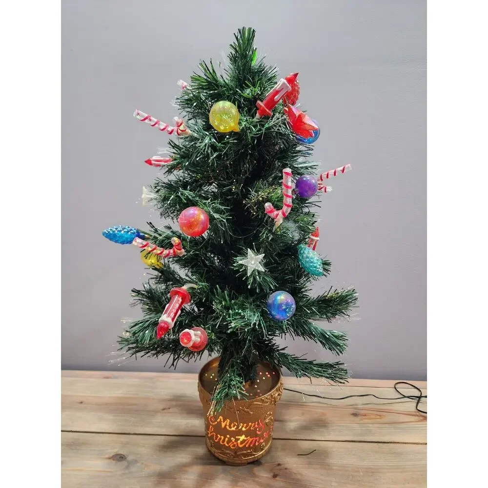 Vintage Fiber Optic Christmas Tree 30” Indoor Table Top